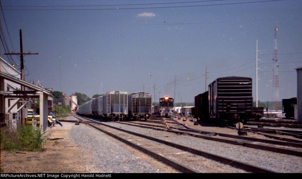 Action in Glenwood Yard, as a switcher works the fairly full yard